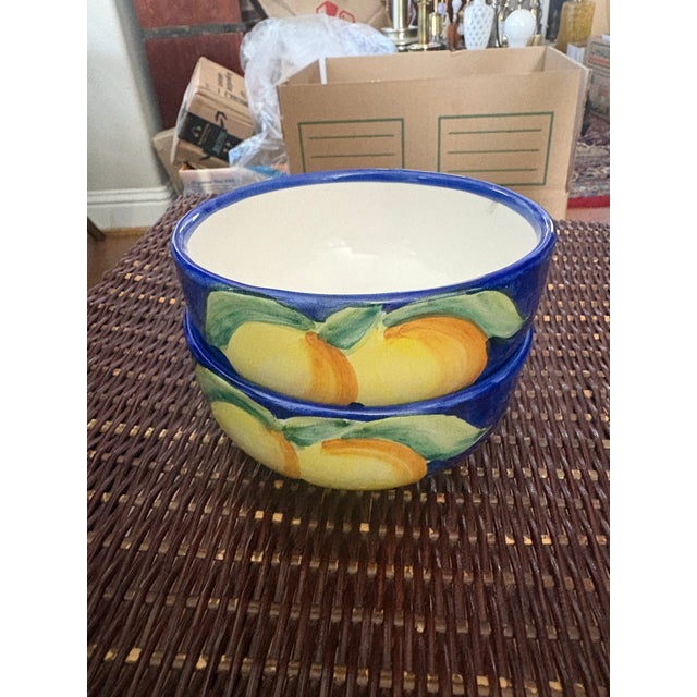 Solimene Small Bowls with Lemons on them- set of 2. These were made in Italy, and are beautiful. They are hand painted...