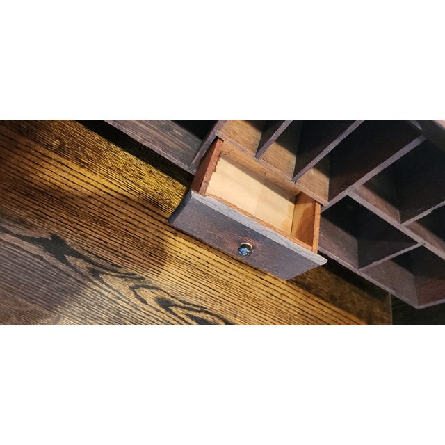 Antique Arts & Crafts MIssion Style Quarter-Sawn Oak Slant Secretary Desk For Sale - Image 11 of 16