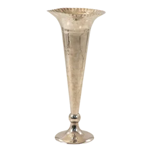 Silver Plate Footed Vase With Scalloped Lip, 2010s India