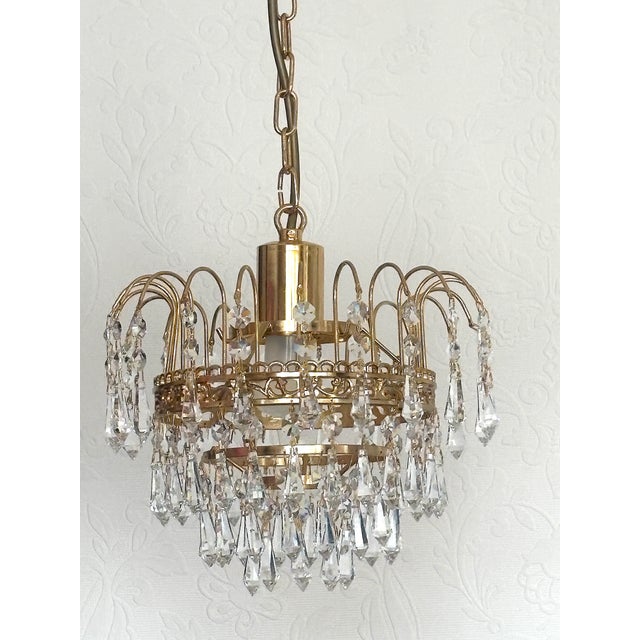 1970s Brass and Lead Crystal Chandelier by Joska Bodenmais, 1970s For Sale - Image 5 of 17
