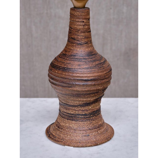 Textured Brown Earthenware Table Lamp from Kai Krebs, Tungelsta, Sweden, 1960s For Sale - Image 10 of 12
