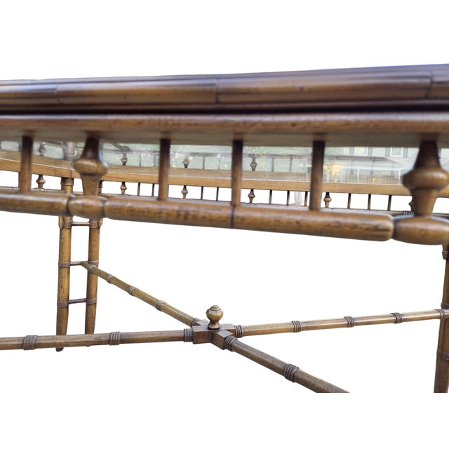 Petite Thomasville Vintage Faux Bamboo Glass Top Dining Table Hollywood Regency For Sale - Image 15 of 18