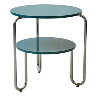 Bauhaus Loop Table with Petrol-Colored Resopal Coating, 1960s For Sale