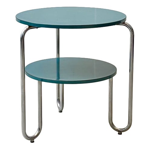 Bauhaus Loop Table with Petrol-Colored Resopal Coating, 1960s For Sale