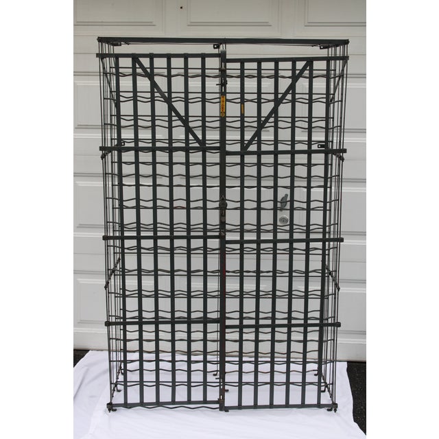 1940s Rigidex 300 Bottle Wine Safe Rack Security Locking Metal Cage For Sale - Image 4 of 17