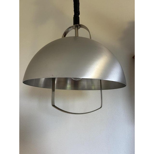 Up and Down Pendant in Brushed Metal, 1970s For Sale - Image 10 of 13