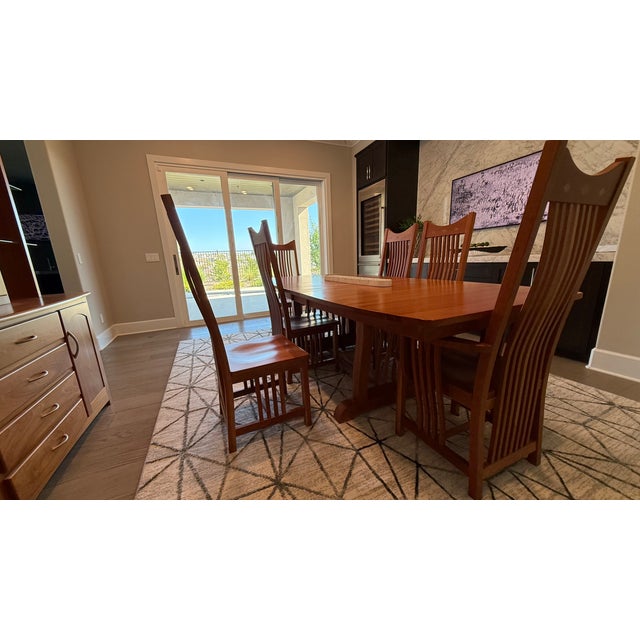 Handmade Amish Solid Cherry Wood Dining Set - 7 Pieces For Sale - Image 4 of 5