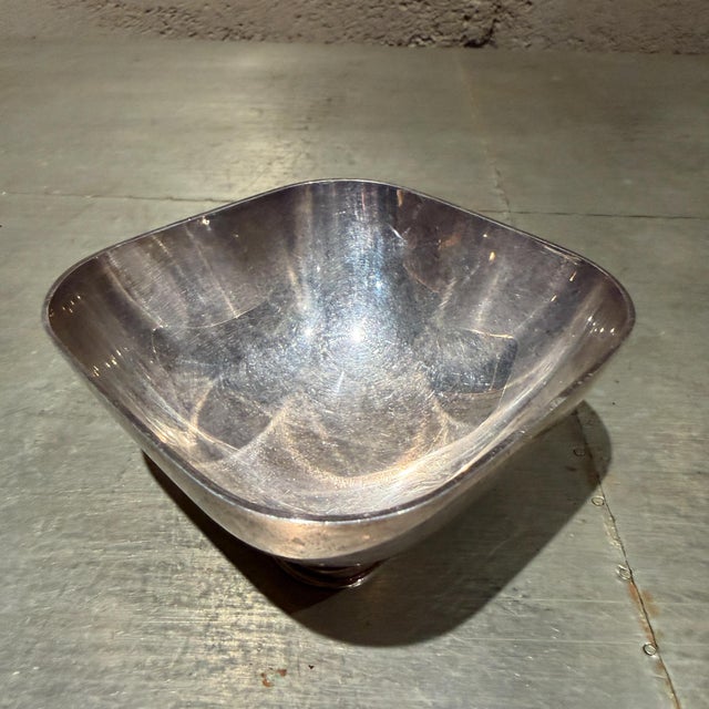 Silver Vintage Modernist Silver-Plated Footed Bowl Towle Ward Bennett For Sale - Image 8 of 10