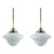 1930s Art Deco Milk Glass Pendant Lights Beautiful Long Chains Made of Brass - a Pair For Sale
