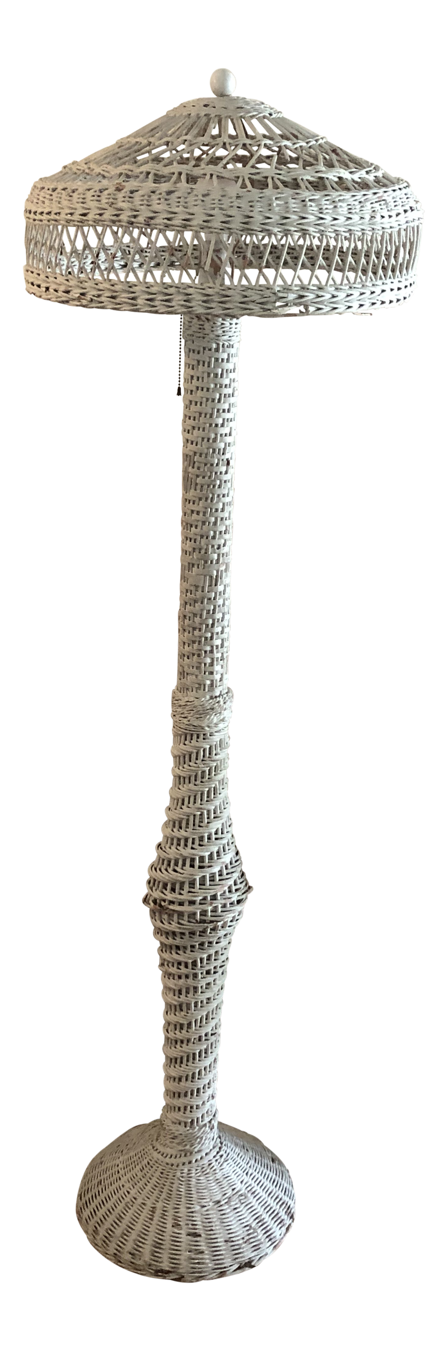 white wicker floor lamp