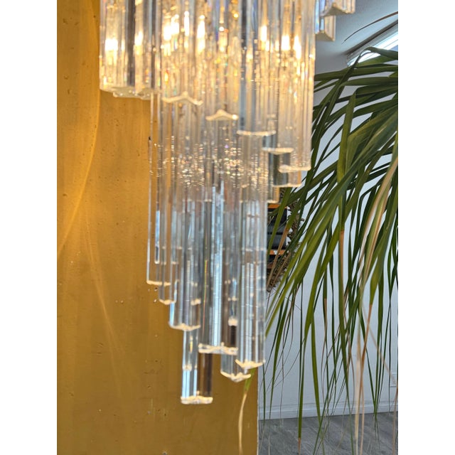 Hollywood Regency Vintage Murano Glass Chandelier For Sale - Image 3 of 9