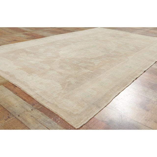 Textile Vintage Turkish Oushak Rug - 05'00 X 08'00 For Sale - Image 7 of 10