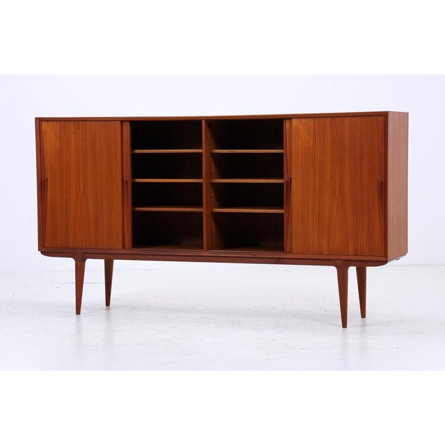 Brown Vintage Teak Highboard by Omann Jun, 1960s For Sale - Image 8 of 18