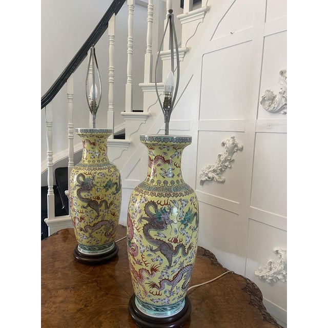 Ceramic Large 19th Century Chinese Porcelain Vase Lamps, 1880s, Set of 2 For Sale - Image 7 of 18
