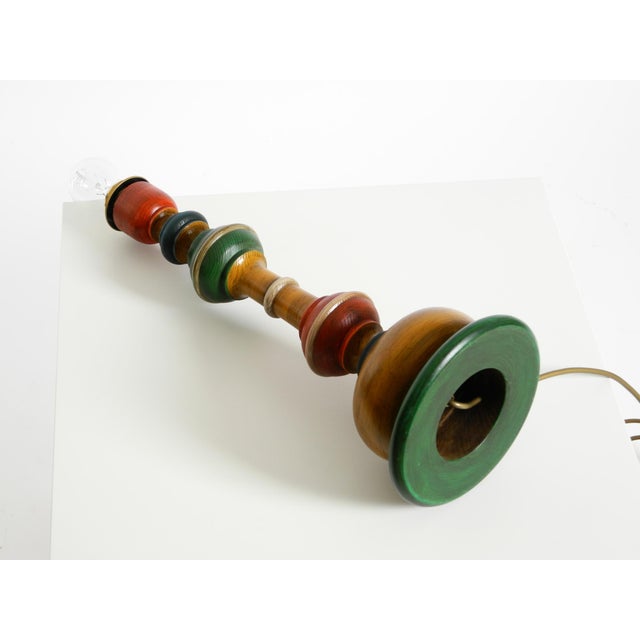 , Large 1980s Table Lamp Made of Colorful Stained Pine Wood For Sale - Image 14 of 18