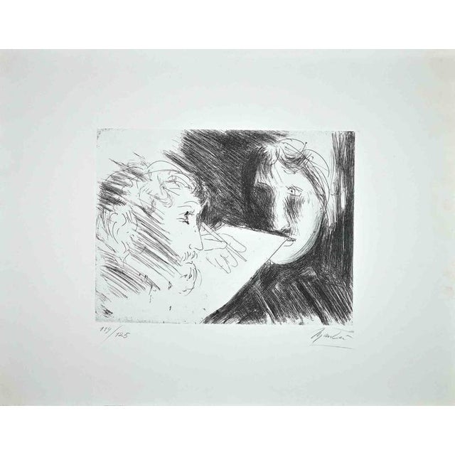Double Portrait is an original etching realized by Giacomo Manzù in 1970. Limited edition series, numbered on the lower...