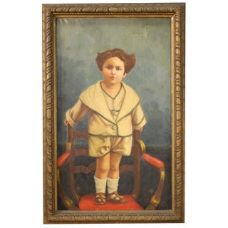 Italian Artist, Portrait of a Child, 1921, Oil on Canvas For Sale