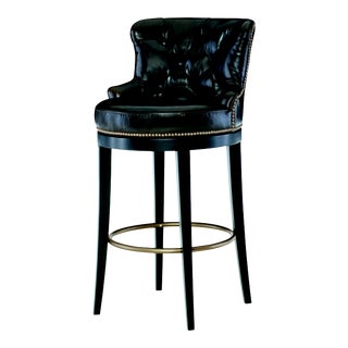 Century Furniture Forte Swivel Bar Stool, Sumatra Leather For Sale
