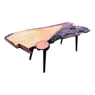 Mid Century Style Live Edge Coffee Table For Sale