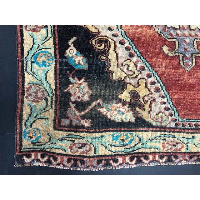 Oversize Medallion Design Vintage Turkish Oushak Faded Runner Rug For Sale - Image 10 of 11