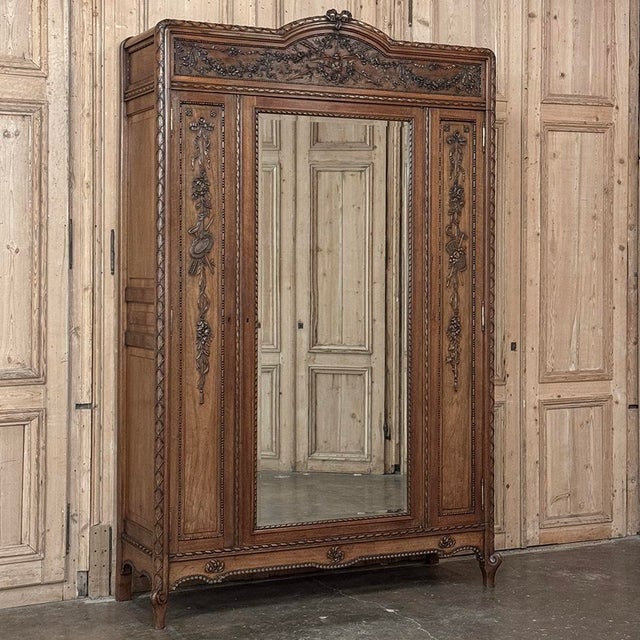 Late 19th Century 19th Century French Louis XVI Walnut Armoire For Sale - Image 5 of 18