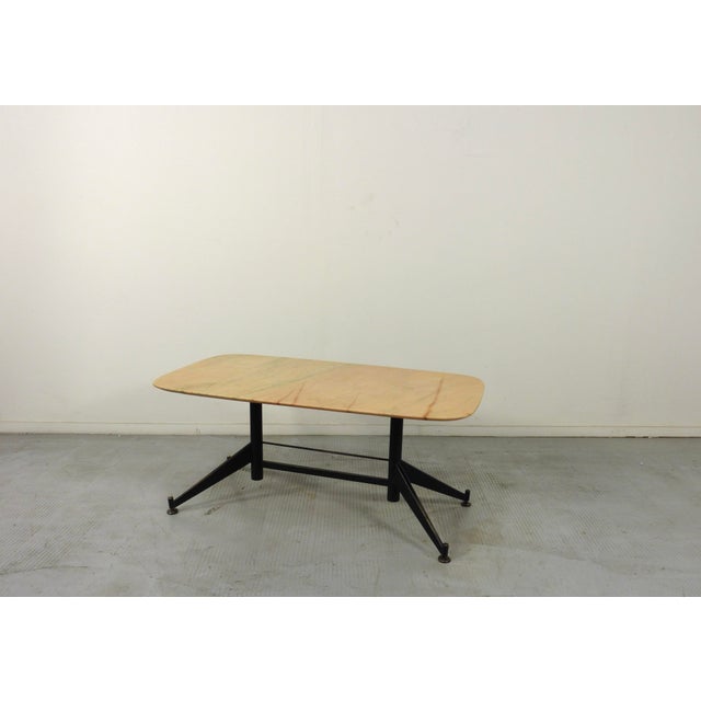Italian Geometric Table in Carrara Marble and Steel For Sale - Image 6 of 10