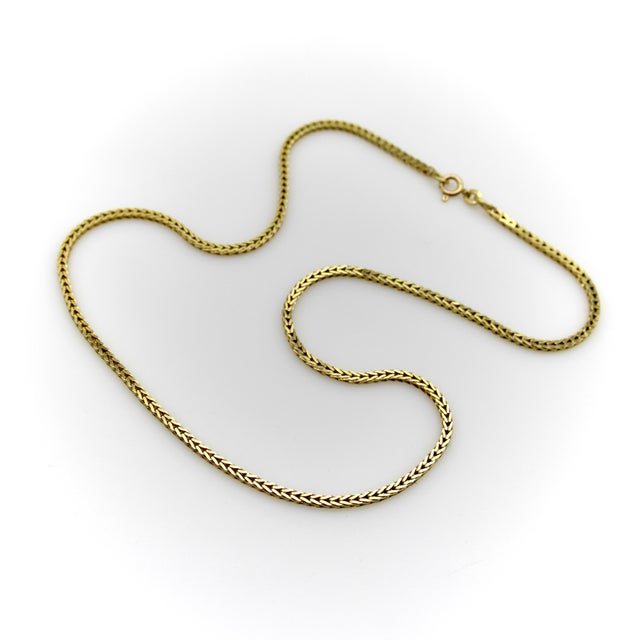 Vintage 14k Gold Squared Wheat Chain For Sale - Image 4 of 8