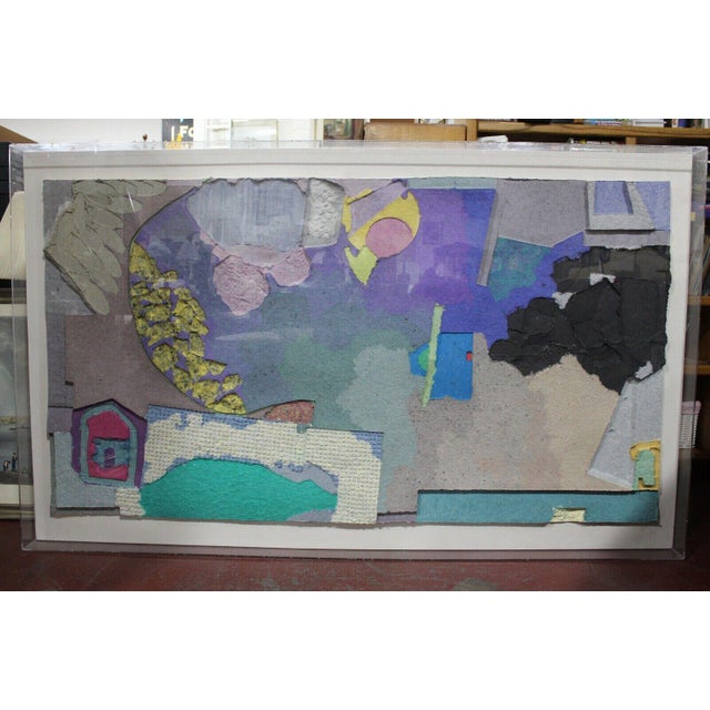 1970s "Crescent With Black" Abstract Expressionist Mixed-Media Painting by Tom Ballo, Framed For Sale - Image 9 of 9