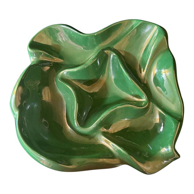 1970s Art Deco Malachite Green Ceramic Bowl For Sale