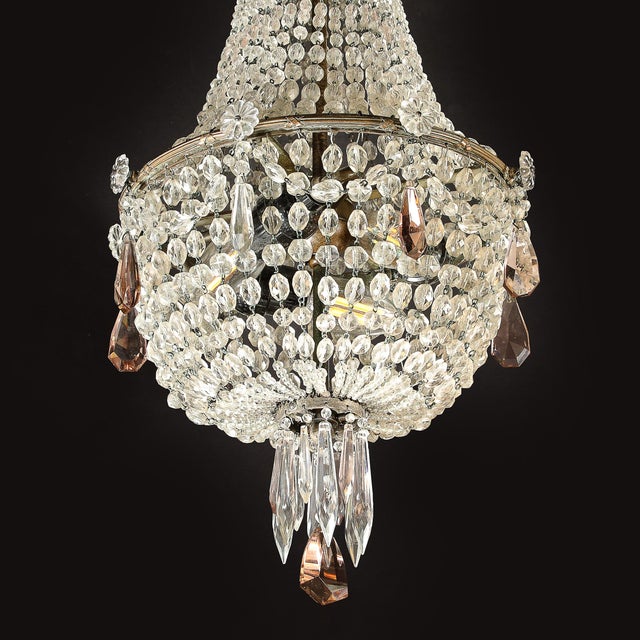 Hollywood Regency Crystal Beaded Chandelier W/ Gilt Bronze Fittings by Baccarat For Sale - Image 18 of 18