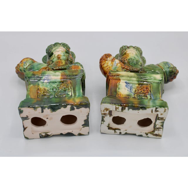 Mid 20th Century Asian Ceramic Foo Dogs For Sale - Image 9 of 13