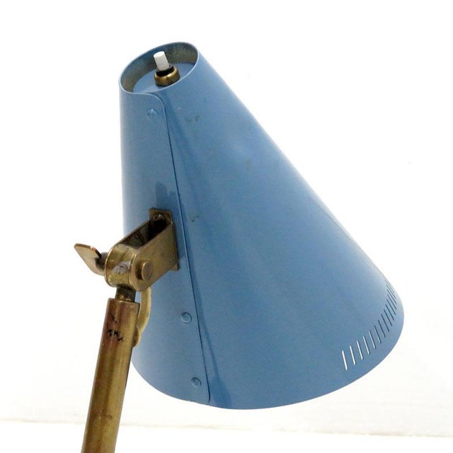 Cornflower Blue Desk Lamp by Paavo Tynell for Taito, 1950 For Sale - Image 8 of 12