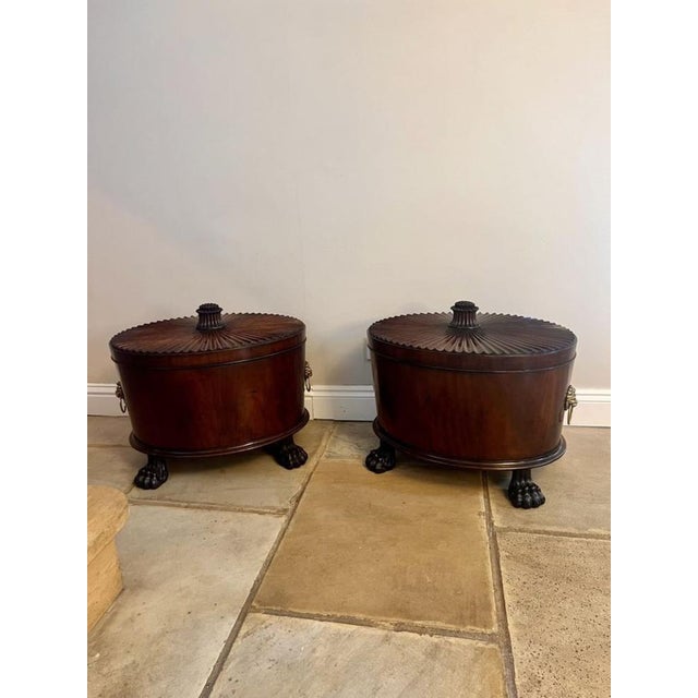 Brown Antique George III Mahogany Wine Coolers, 1800s, Set of 2 For Sale - Image 8 of 18