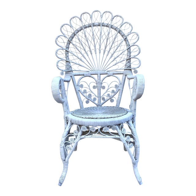 Vintage Rattan White Peacock Chair Chairish