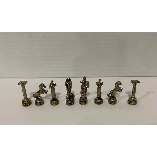Vintage Italian Greco-Roman Chess Board Set Mini For Sale - Image 11 of 12