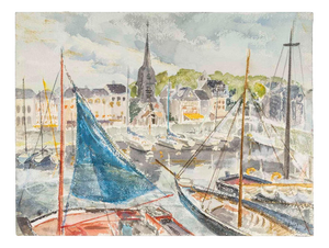 Evelyne Luez, Village, 1960, Watercolor on Paper