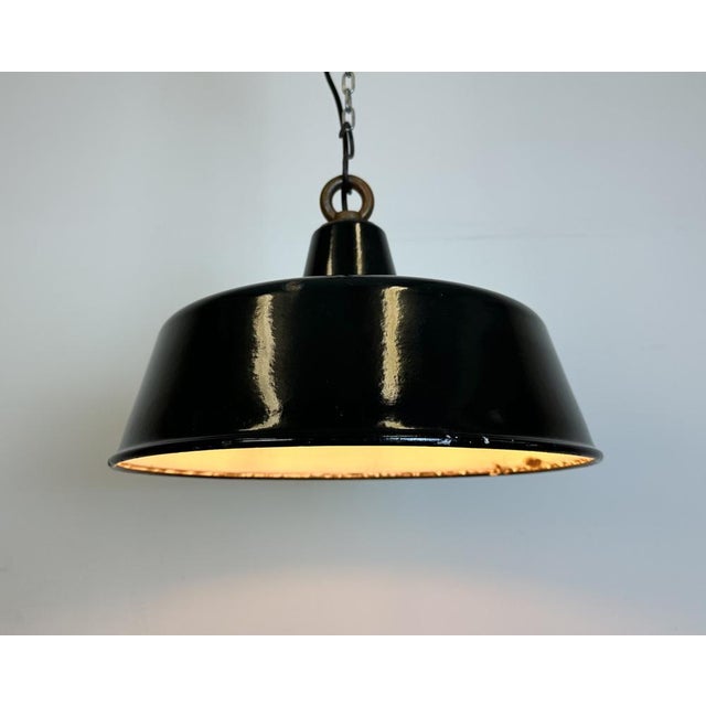 Industrial Black Enamel Pendant Lamp, 1950s For Sale - Image 17 of 18