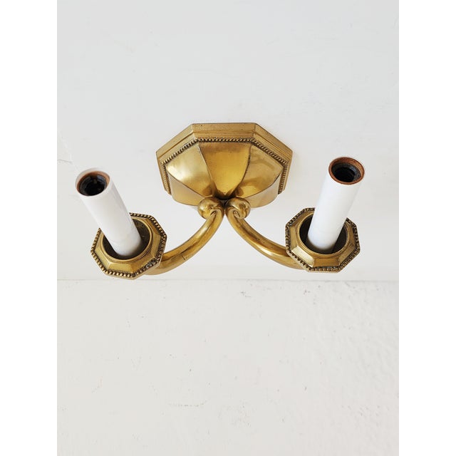 Early 20th Century Georgian Cast Brass Wall Sconces-a Pair For Sale In New York - Image 6 of 12