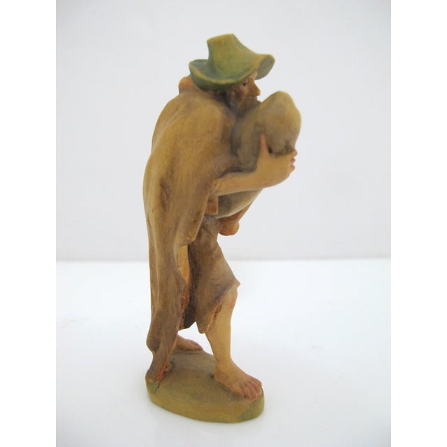 Mid 20th Century Anri Italy Ulrich Bernardi Shepherd With Bagpipes 4" Christmas Nativity Figurine For Sale - Image 5 of 7
