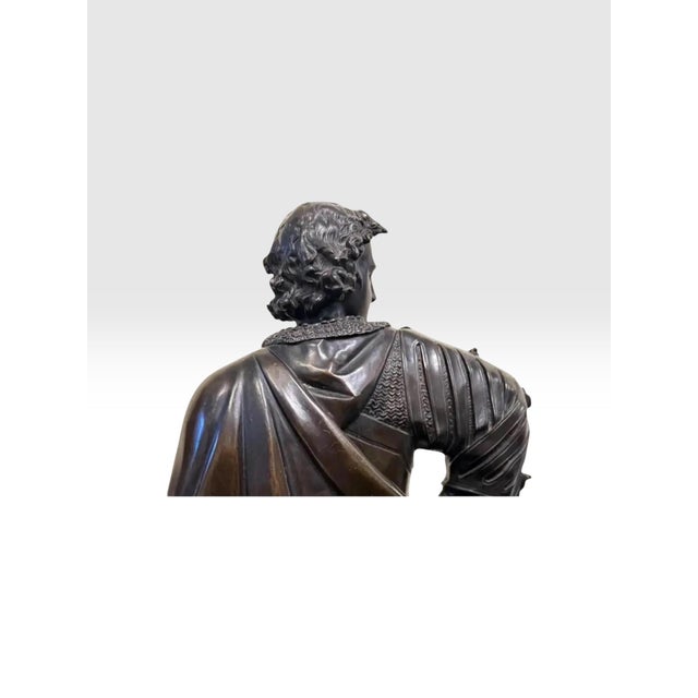 Antique 25” Signed 19th Century French Bronze Sculpture the Landsknecht Cavalier by Albert-Ernest Carrier Belleuse For Sale - Image 10 of 12
