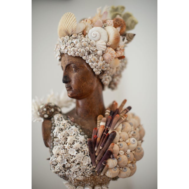 Shell Encrusted Bust of Woman For Sale In Nashville - Image 6 of 12