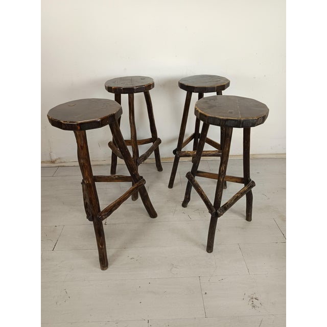 Brutalist Bar Stools, 1970s, Set of 4, in Good conditions. Designed 1970 to 1979