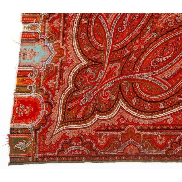 Paisley Woven Wool Shawl, 19th Century For Sale - Image 4 of 7