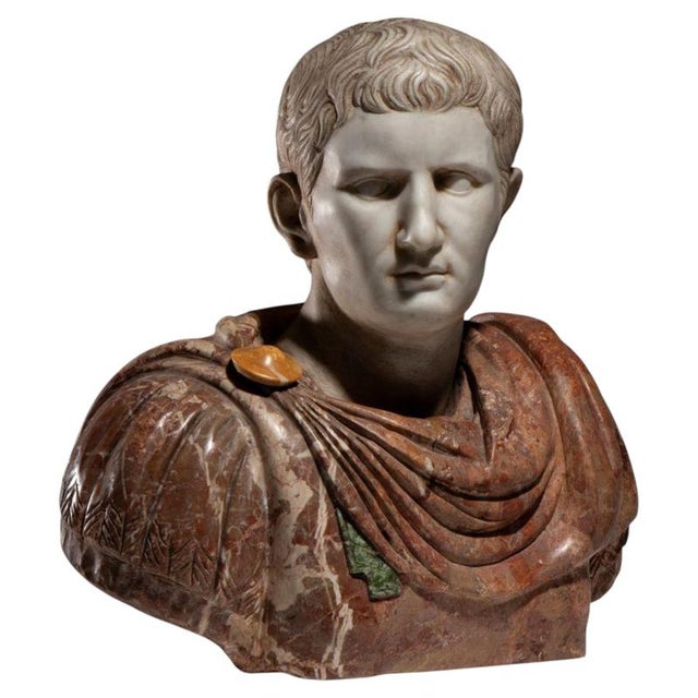 Gold Unknown. Bust of a Roman Emperor, Italy, 19th Century, Marble For Sale - Image 8 of 8