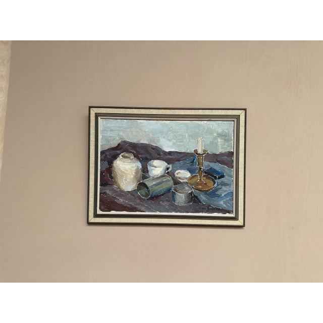 M. Broquist, Still Life with Candlestick, 1959, Oil on Canvas, Framed For Sale - Image 9 of 18