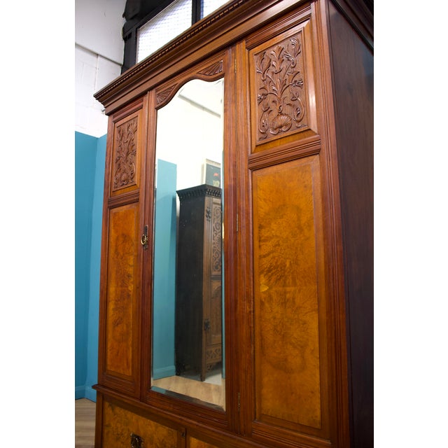 Antique Victorian Walnut Wardrobe or Hall Cupboard, 1890s For Sale - Image 5 of 18