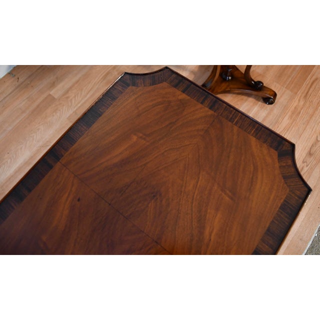 Traditional 1920s English Regency Mahogany Banded Walnut Pair of Side Tables / End Tables For Sale - Image 3 of 16