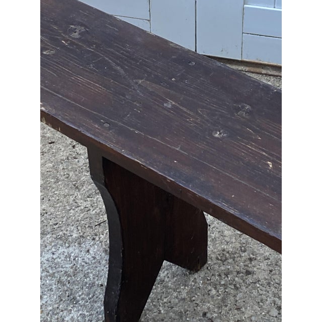 Rustic Wood Farmhouse Bench, 1950s For Sale - Image 4 of 17