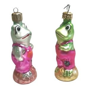 Pair 1990s Christopher Radko Christmas Ornaments "Frogs"