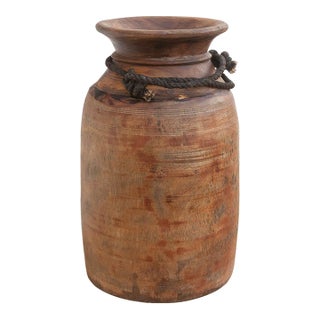 Antique Primitive Dark Wood Vessel For Sale